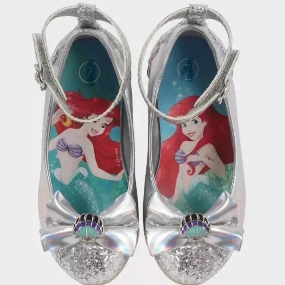 Disney Little Mermaid sz 12 Toddler Princess Ballet heeled Shoes silver girl